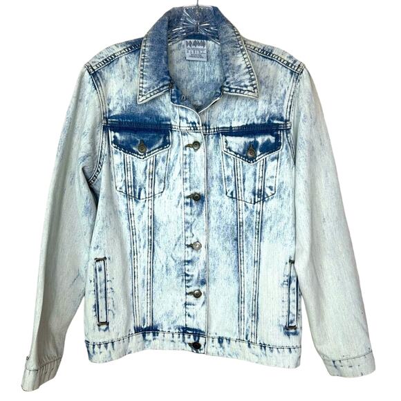 Def Leopard Pyromania Tour 1983 Reproduction Retro Style Acid Wash Denim Jacket - Picture 2 of 5